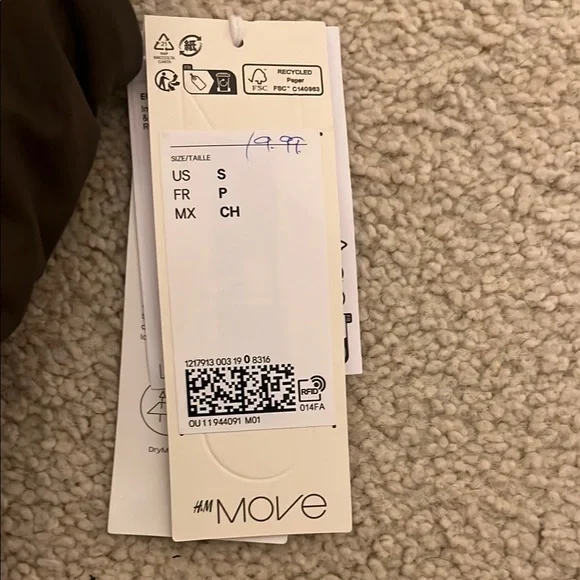 NWT H&M MOVE Asymmetrical Olive Green Women's Top - Picture 2 of 8